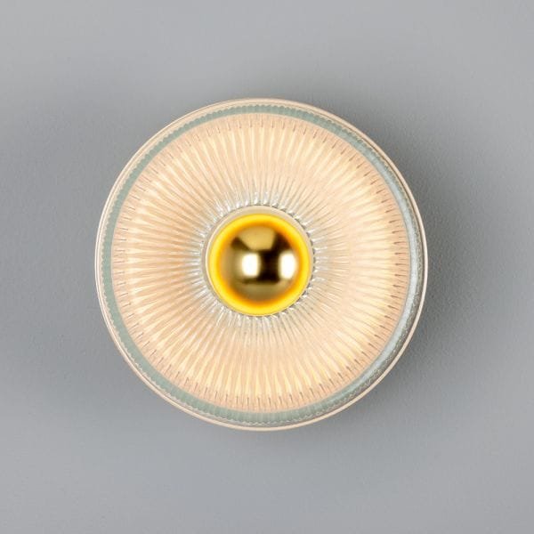 Eclipse Coloured Brass and Holophane Glass Dish Wall Light - Image 5